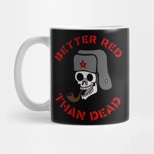 Better Red Than Dead Smoking Skull - Socialist, Anarchist, Skeleton, Meme Mug